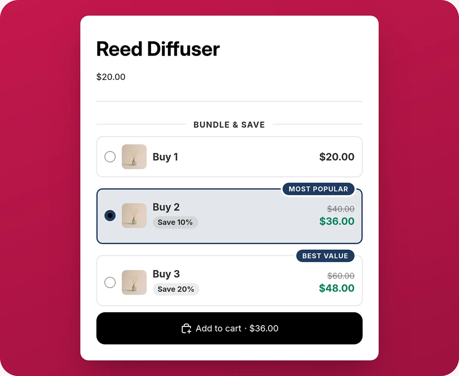 Quantity break on a product page, with the theme's own title and Add to cart button